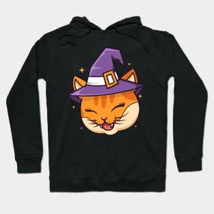 Funny cat wear witch hat Hoodie